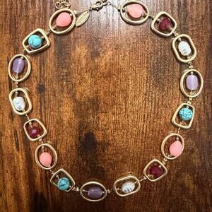 Style & Co Gold-Tone Mixed Stone Orbital Collar Necklace